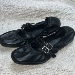 Free People Black Double Strap Flats